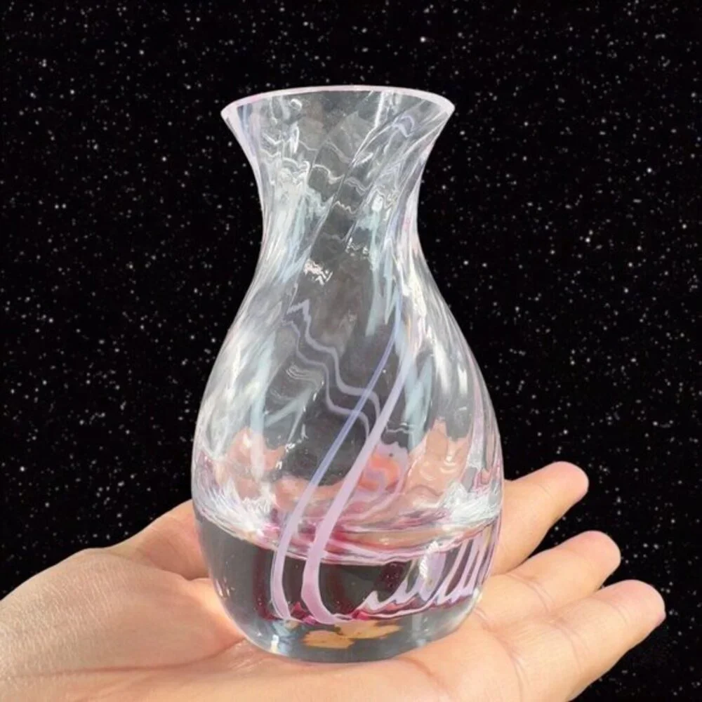 Caithness Scotland Pink White Swirl Art Glass Vase Hand Made Bud Glass Vase VTG‎